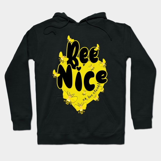 Bees on a Yellow Heart. Bee Nice - Or Bee Stung! Hoodie by innerspectrum